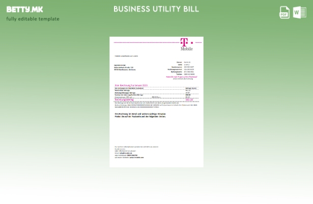 Деловна сметка за комунални услуги T Mobile Deutschland Gmbh